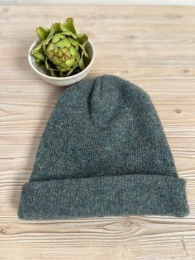 Vintage Pendleton Pure Virgin Wool Beanie Gray Green Flecked Made in USA